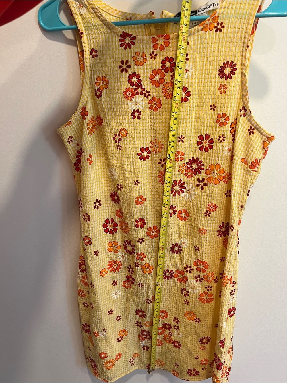 Vintage Yellow Floral Sundress with Red & Orange Blooms - Picture 7 of 8